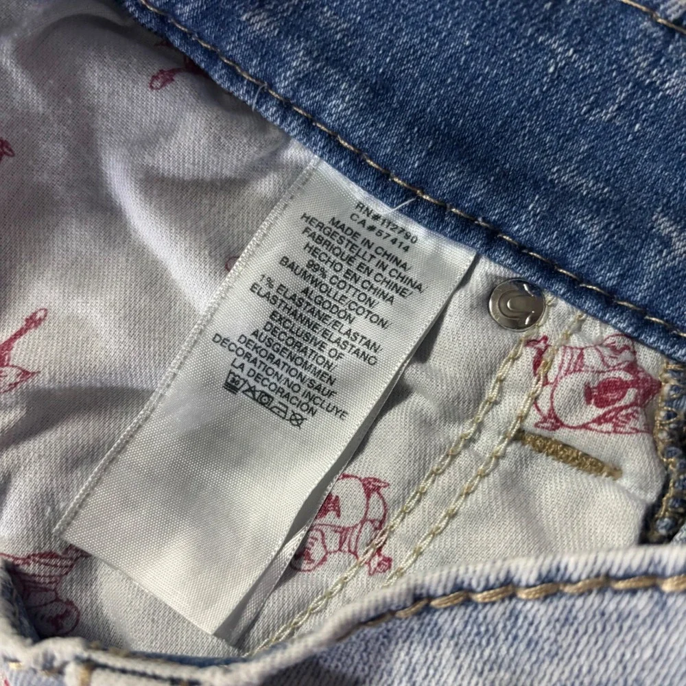 True Religion Ricky Relaxed Straight Denim Shorts Men's 31 Blue Distressed Acid